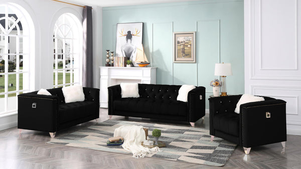 Black Upholstered Sofa Group
