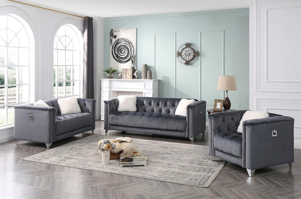 Gray Upholstered Sofa Group