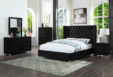 Black Upholstered Bed