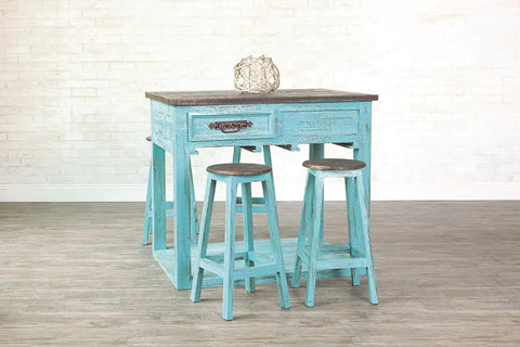 Rustic Kitchen Island with four (4) Stools