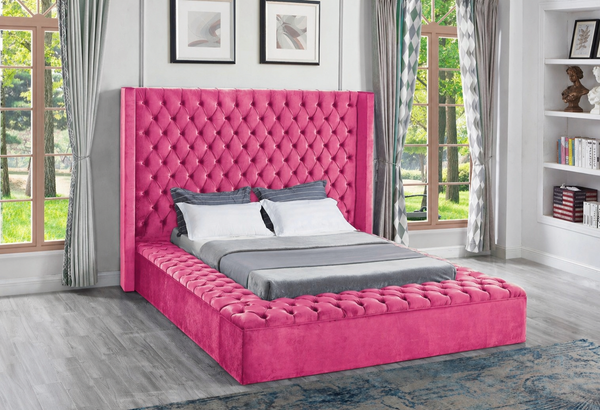 Pink Upholstered Bed w/Storage