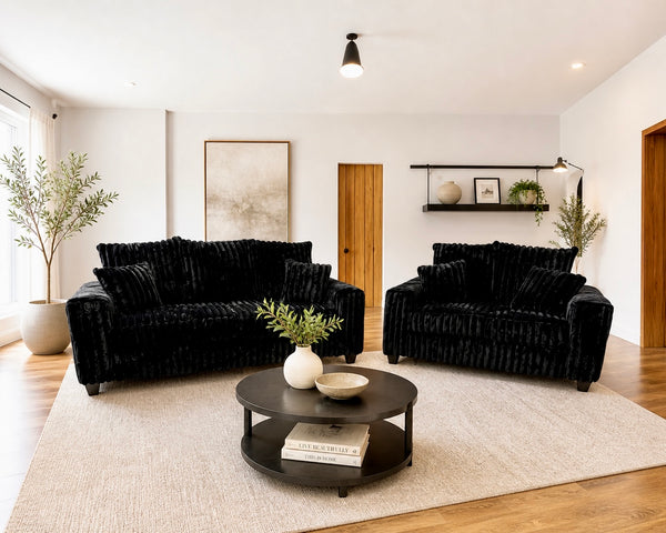 Hugo Black 2pc Sofa Love