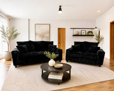 Hugo Black 2pc Sofa Love