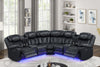 Black Upholstered LED Sectional with Speakers
