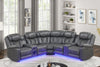 Gray Upholstered LED Sectional with Speakers