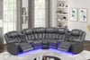 Gray Upholstered LED Sectional with Speakers
