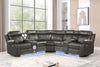 Gray Upholstered LED Sectional with Speakers