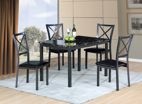 Forest Dining Table Brown Marble Design  5 PCS. SET (1T + 4 CH) - Furnlander