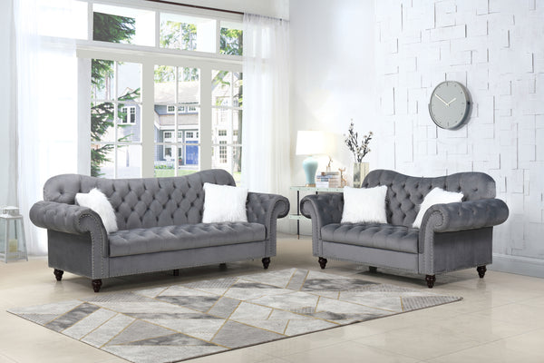 Gray Velvet Sofa Group