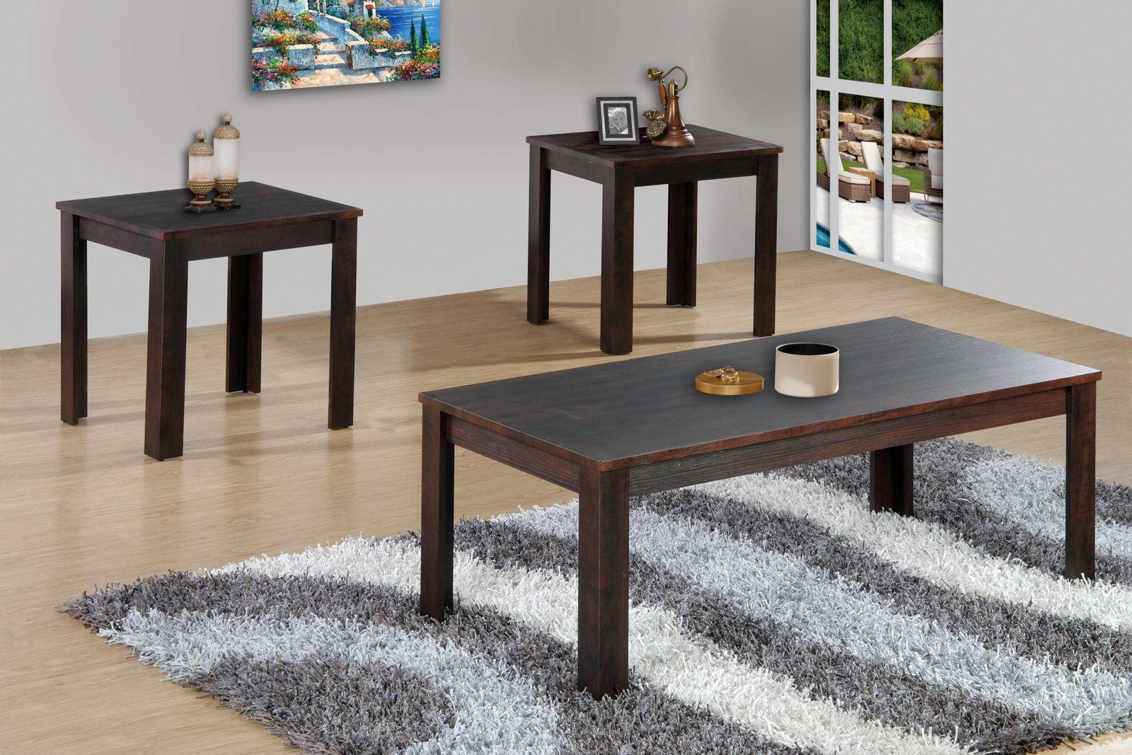 Espresso Coffee Table Set; 3 PCS. SET – Pacific Imports, Inc.