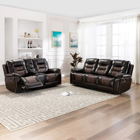 Leather Air Espresso Sofa Recliner Group