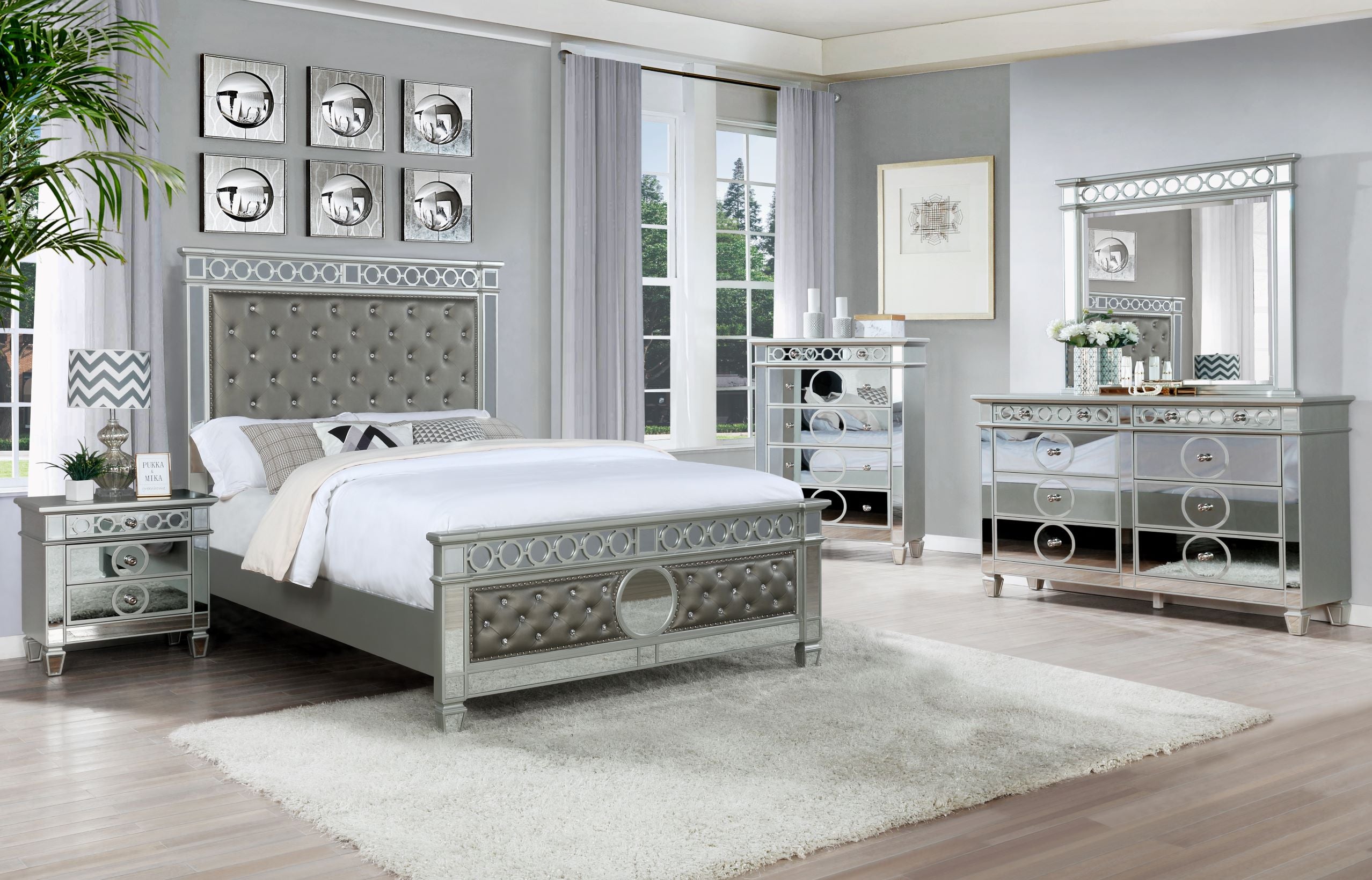 Silver Bedroom Group w/ Grey PU – Pacific Imports, Inc Silver Bedroom Group w/ Grey PU – Pacific Imports, Inc