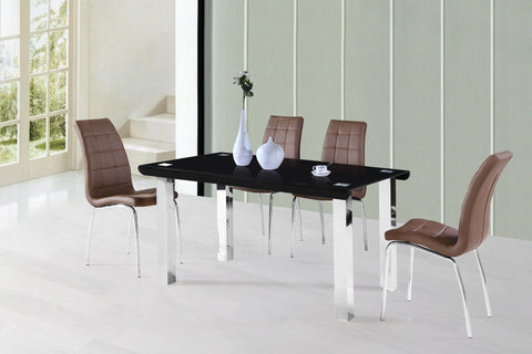 Skylar Dining Table w/ Curved Glass - Furnlander