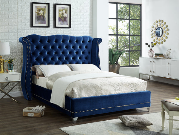 Navy Blue Upholstered Bed