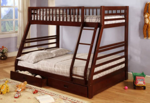 Wood Twin/Full Bunk Bed; Cherry