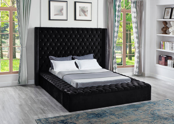 Black Upholstered Bed w/Storage