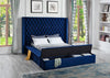 Blue Upholstered Bed w/Storage