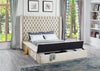 Beige Upholstered Bed w/Storage