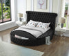 Black Round Upholstered Bed w/Storage