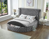 Gray Round Upholstered Bed w/Storage