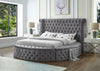 Gray Round Upholstered Bed w/Storage