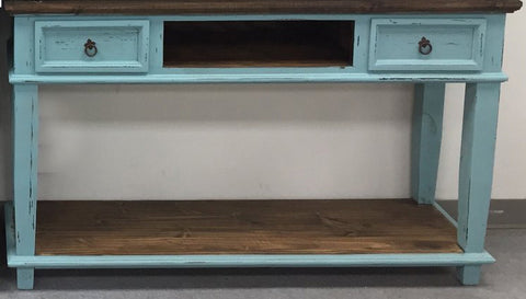 Rustic Turquoise T.V. Stand/Sofa Table